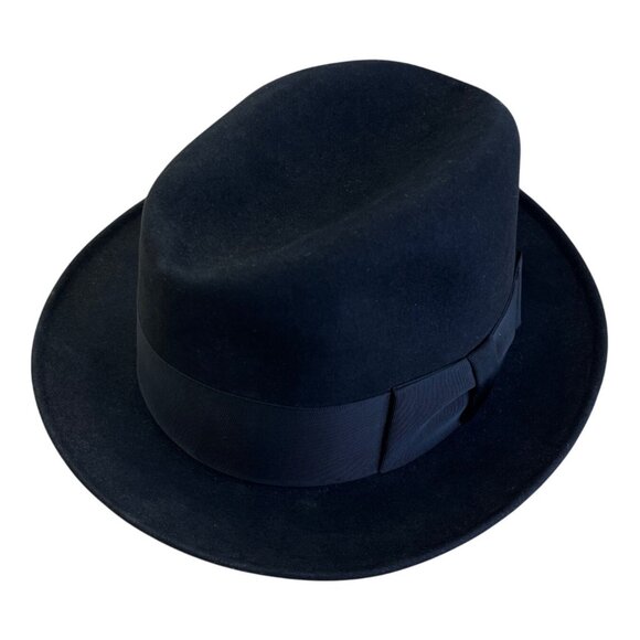 Wormser Men's Black Rain Resistant Homburg Hat Grosgrain Ribbon Band One Size - Picture 1 of 14